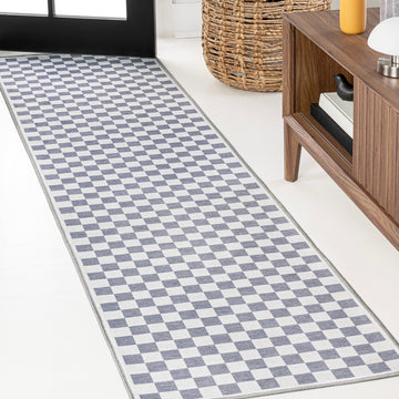 Ainsley Modern Cottage Checkerboard Washable Area Rug